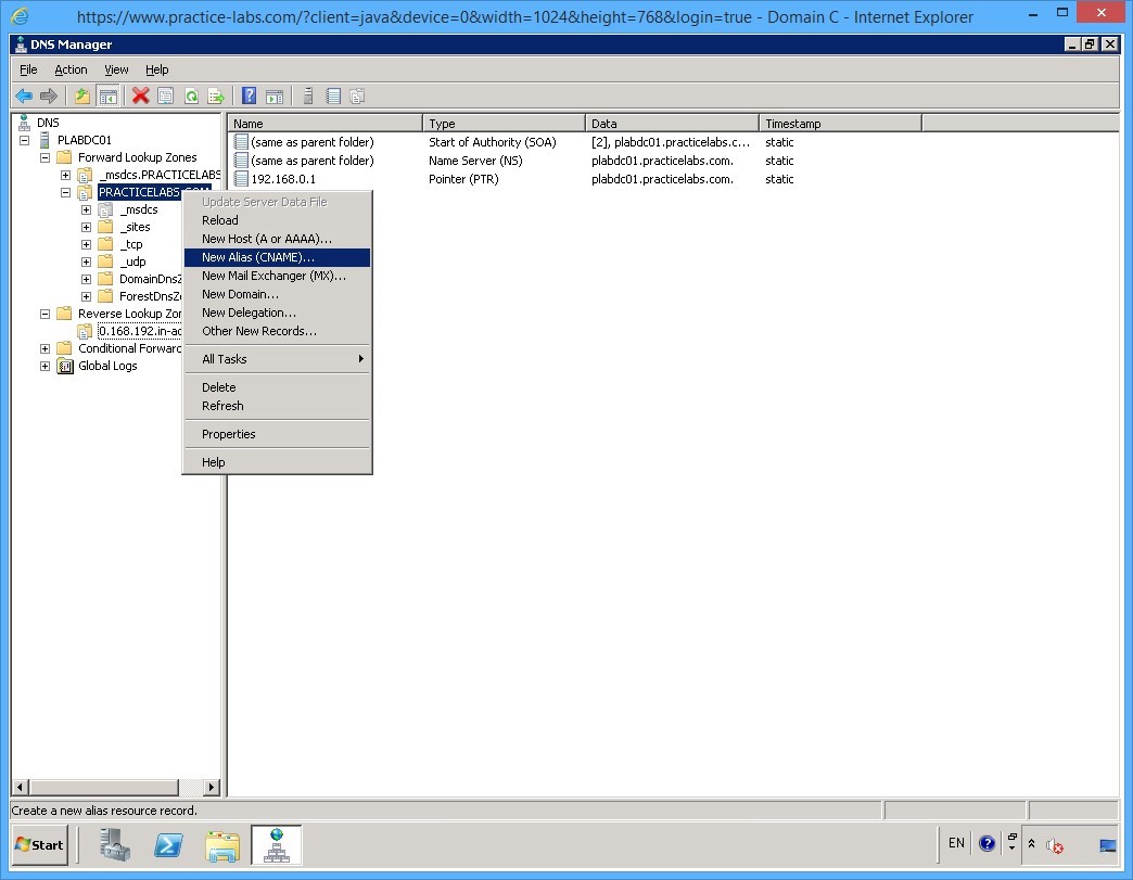 Practice Labs screenshot.